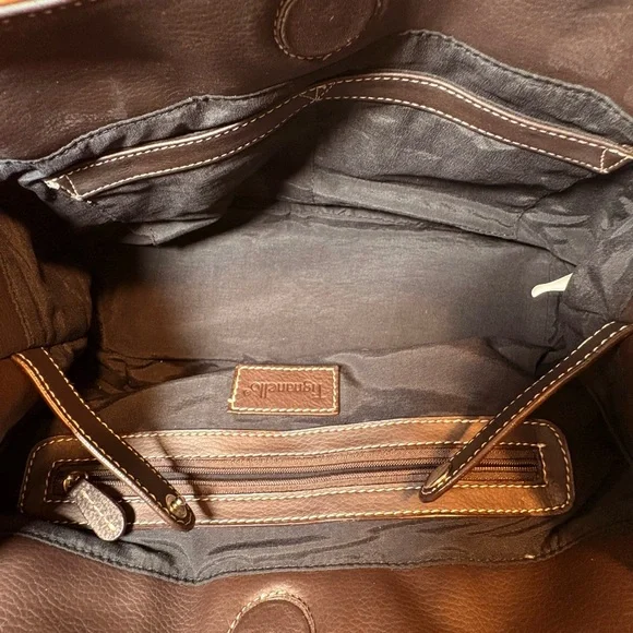 NWOT Tiganello Genuine Leather Med Brown/Dark Brown with Silver Shoulder Bag. - Picture 8 of 12